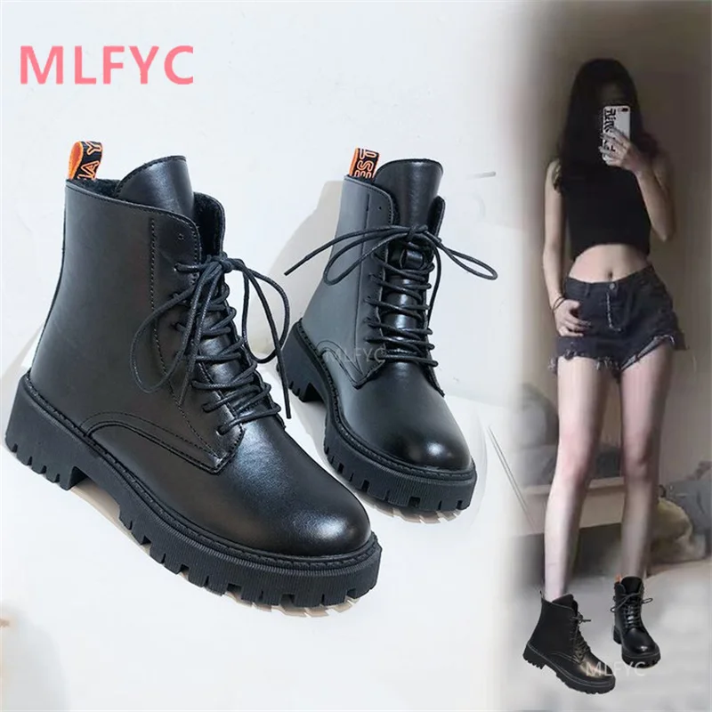 

Женские ботинки из сетчатой ткани, красные, тонкие, осень 2021, новые, с круглым носком, на шнуровке, мотоциклетные ботинки на толстом каблуке