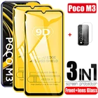 Защитное закаленное стекло для poco m3x3 NFC защита экрана полный охват стекло на xiami pocophone f2pro Плёнки poko-m3 очки xiomi pocom3 nfc зашитные стекла poko x3m3 2 стекла и 1 камеры для телефона поко m3 x3 нфс