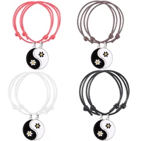 2020 yin and yang stitching double two petal fish pendant men and women couple leather rope braided bracelet gift wholesale new