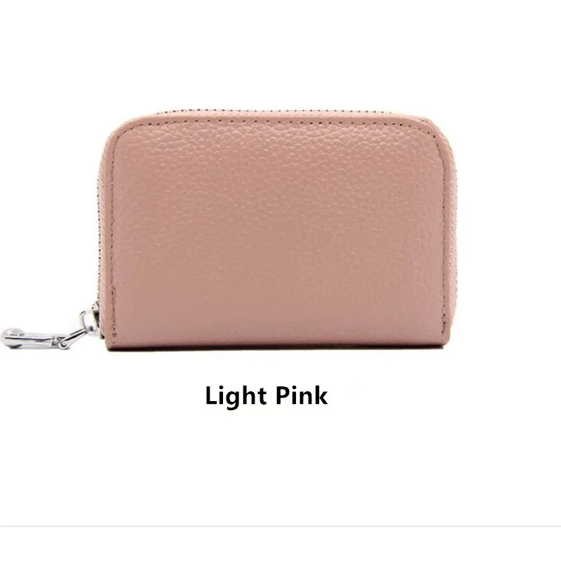 

2021 RFID Genuine Leather Card Holder Wallet Cowhide Coin Purse Women Men Zipper Business Card Driver Holders Small Clutch Bag