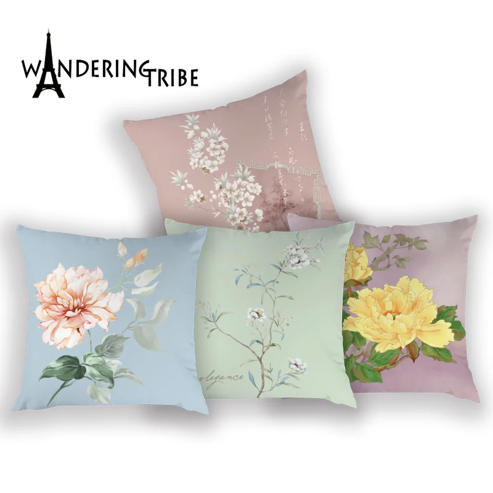 

Чехол для подушки с цветами, стильная простая подушка для гостиной, чехлы для подушки с принтом чехол с растительным украшением, наволочка для дивана Kissen