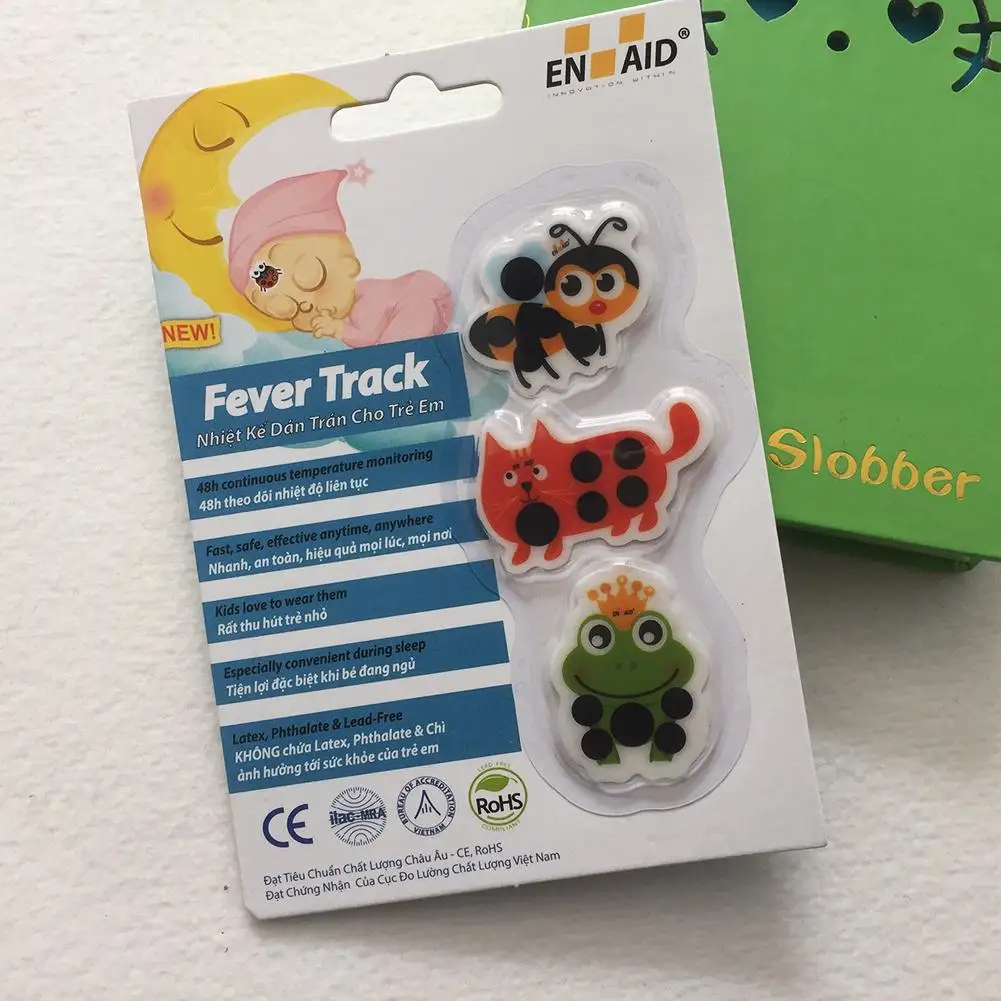 Child Health Care Cartoon Sticker LCD Forehead Thermometer Sticker Plastic Digital Thermometer Support 3M Medical Grade