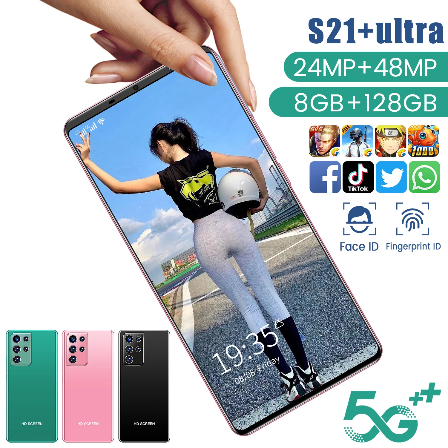 

2021 Global Version S21Ultra-6.1'' Android10 Smartphone 8+128G Deca Core 4800mAh Full Screen Cellphone 24+48MP 5G Network Phone