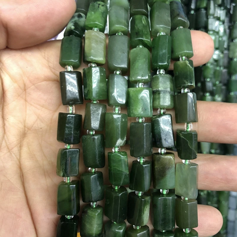 Бусины из натурального нефрита двухниточные бусины россыпью драгоценного камня