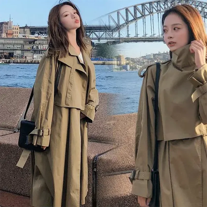

Spring And Autumn New Windbreaker Jacket Women's Mid-Length Over The Knee Fashion Style Female Coat