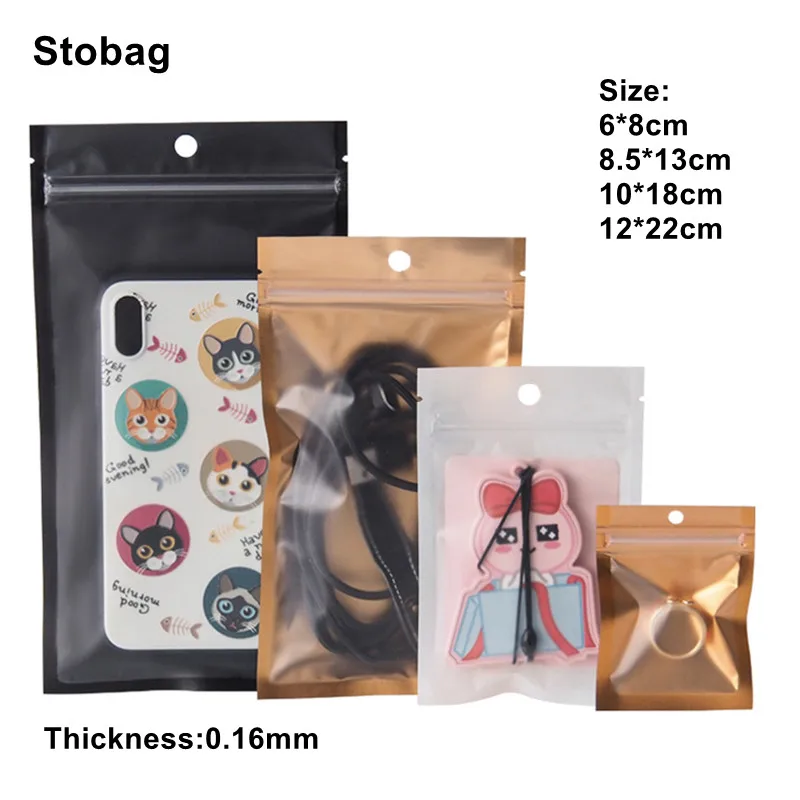 

StoBag 100pcs Frosted Small Ziplock Sealed Bag Reusable For Food Packaging Jewelry Display Storage Portable Favor Party House
