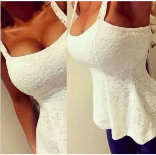 

New Fashion Women Lace Sexy Sleeveless Low-cut Crochet Blouse Vest Tank Shirt Summer Tops