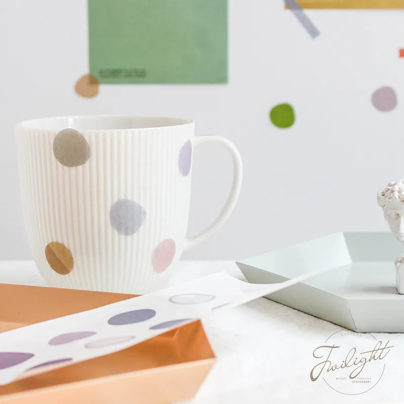 Coloffice Candy Color Small Round Stationery Stickers Irregular Handbook Album Diary DIY Decorative for Students 1Set | Канцтовары для