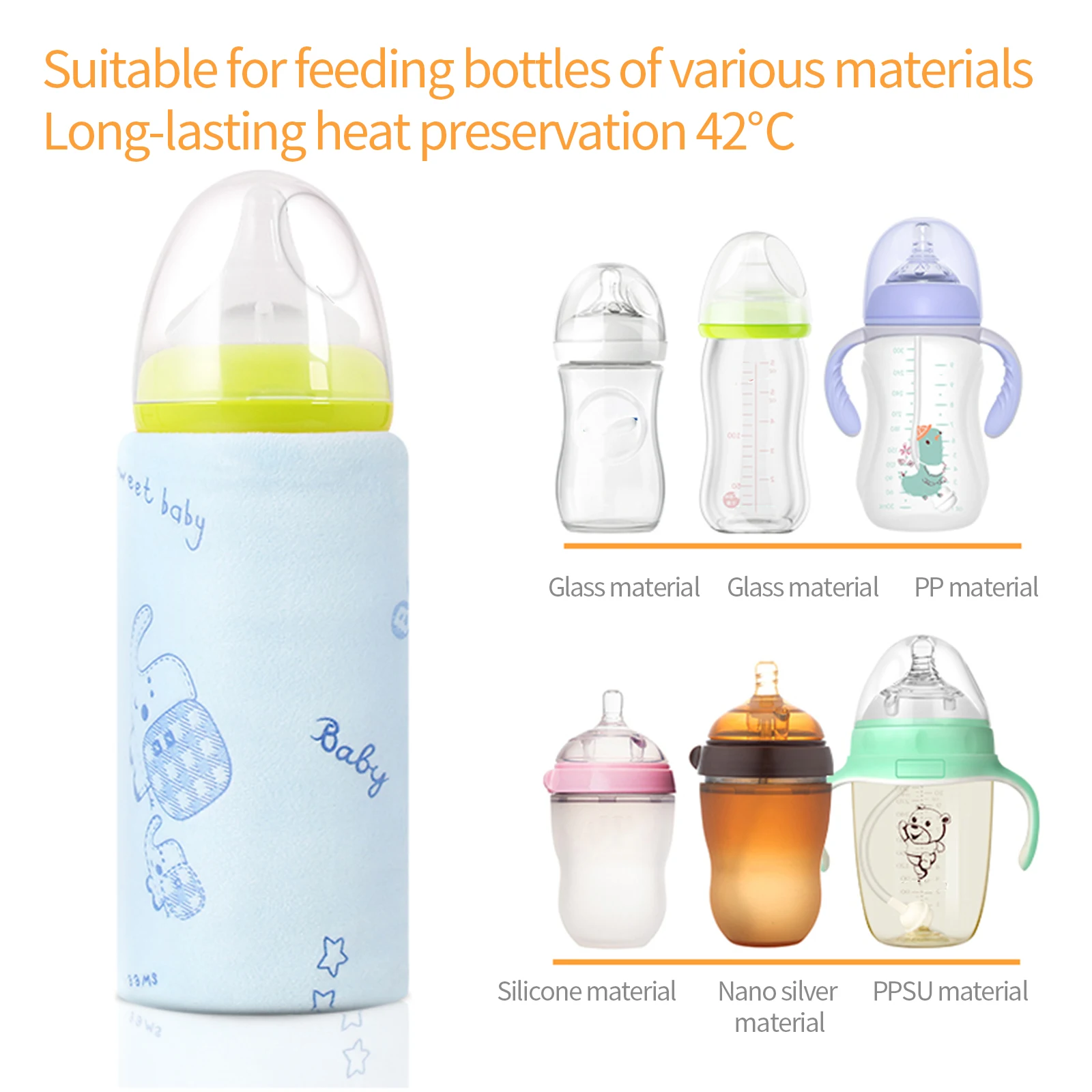 

1pc Bottle WarmerGood Compatibility USB Bottle Warmer Feeder Heater Feeding Bottle Thermostat Warmer Blanket Milk Water