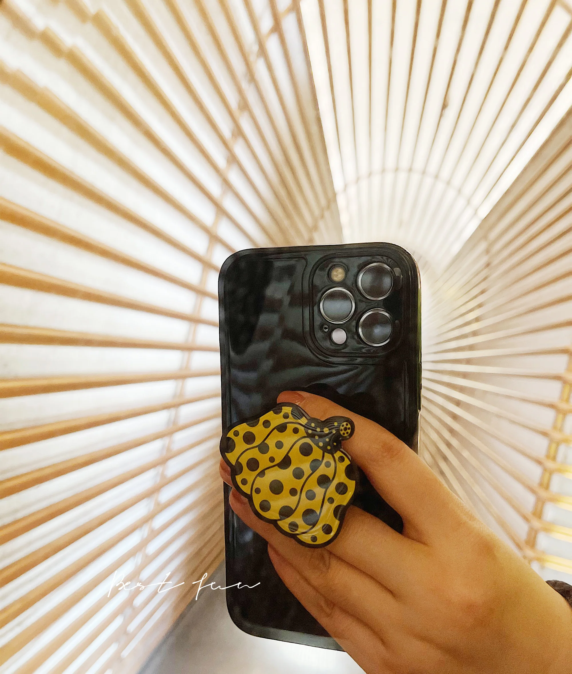Yayoi Kusama Pumpkin Phone Holder Dropping Glue Fold Finger Grip Ring Mobile Phone Stand for iphone Samsung Xiaomi Cute Bracket