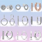 Блестящие серьги из серебра 925 пробы, двойная планка, круглые серьги-гвоздики, U-серьги для женщин, модные ювелирные изделия, подарок на вечеринку