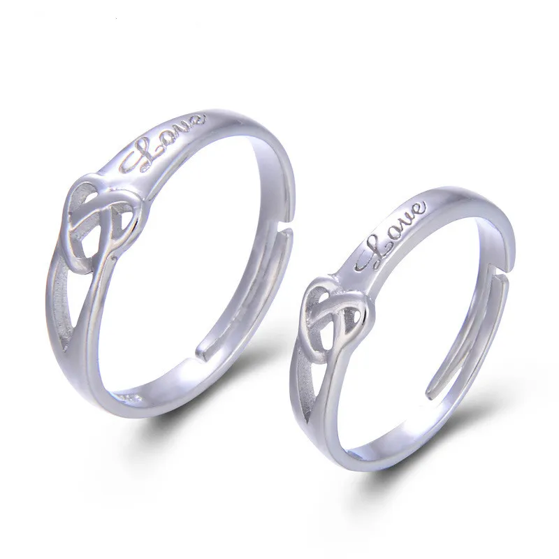 

Japan and South Korea open 925 pure silver couple ring men and women a pair of adjustable ring ring jewelry.