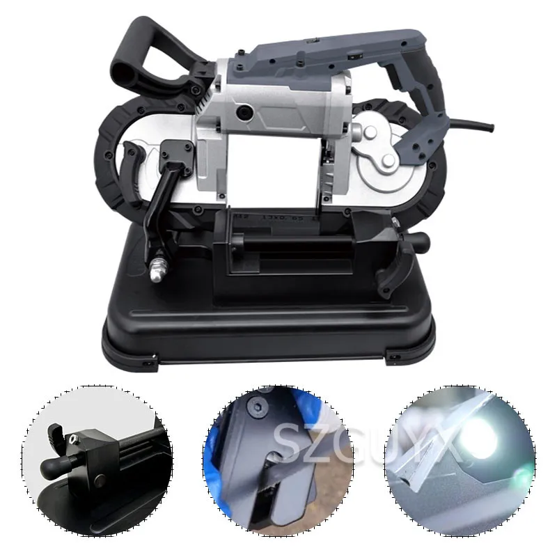 

1100W Small wood metal band saw Stepless variable speed band saw Portable multifunctional band saw Hand-held cutting machine