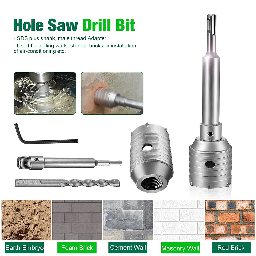 

SDS Plus Shank Concrete Cement Stone 50mm Wall Hole Saw Drill Bit 200mm Rod New