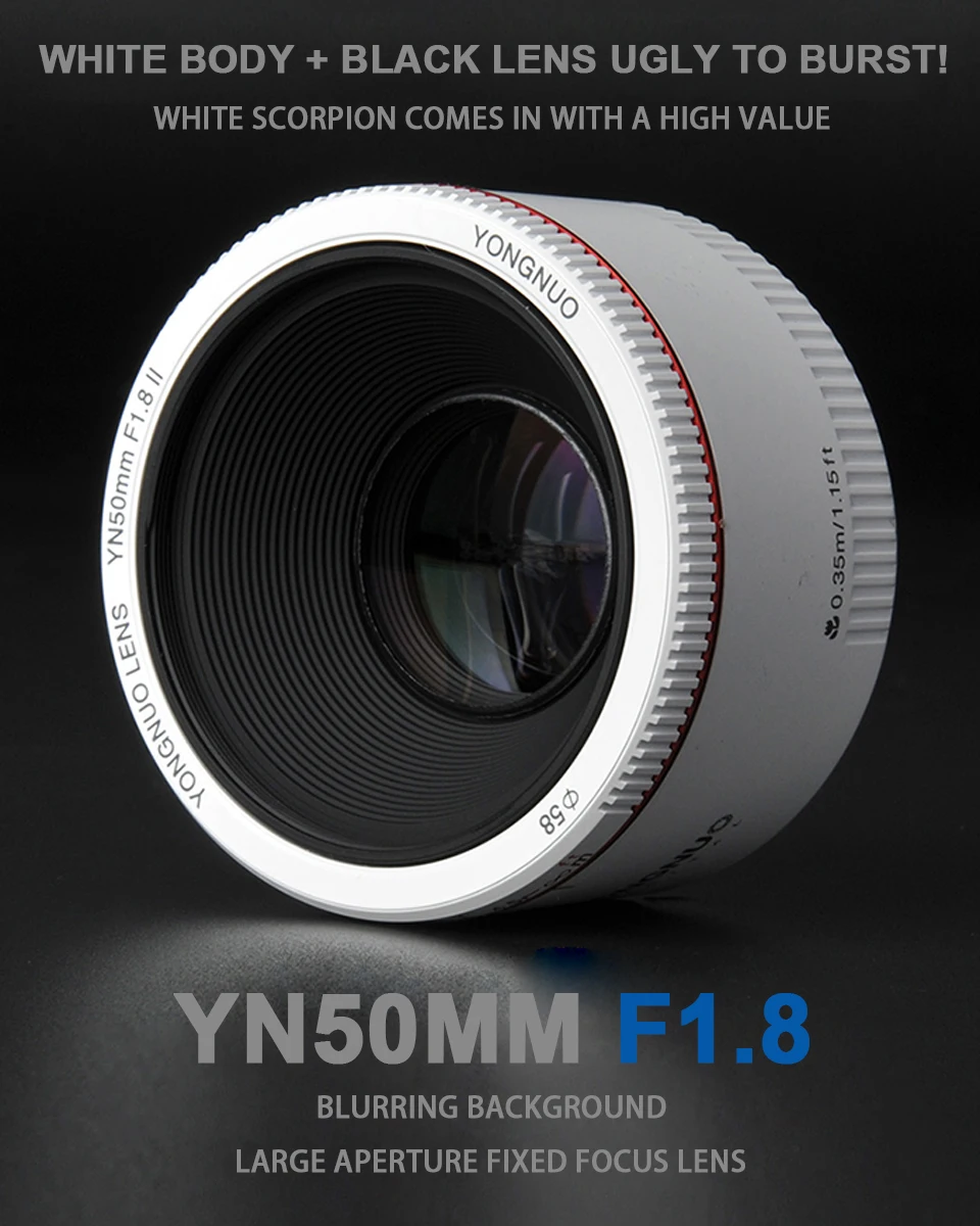 Объектив YONGNUO YN50mm F1.8 II стандартный объектив с большой апертурой и автофокусом для камеры Canon EOS 70D 5D2 5D3 600D DSLR камера