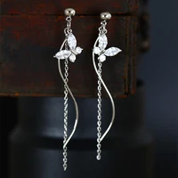 aaa cubic zircon butterfly earrings tassel jewelry for women beauty gifts for wedding party