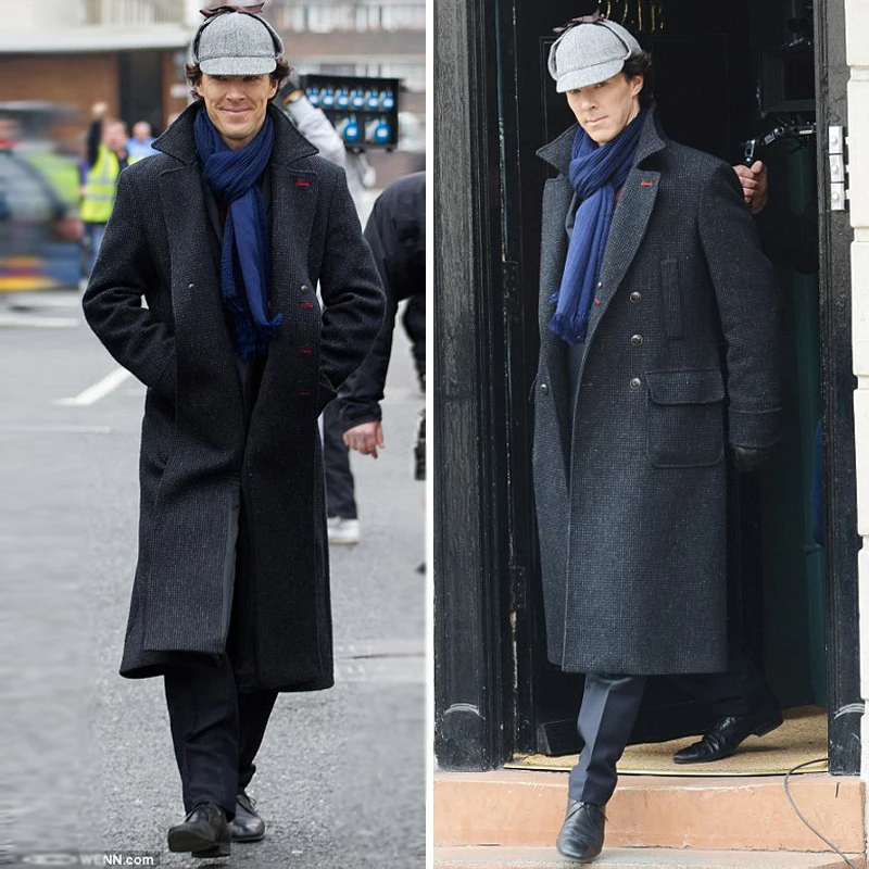 Модное Длинное Черное пальто Тренч в клетку стиле ретро размера плюс M 9XL мужское