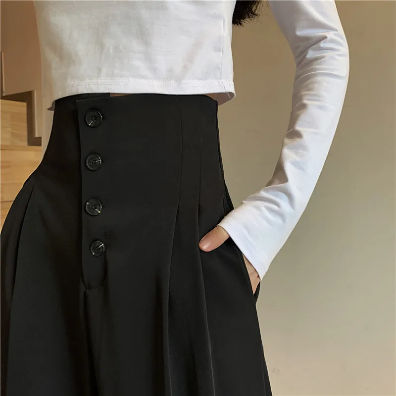 

WANYUCL 2020 autumn new slim four-button high-waist wide-leg pants draped suit pants casual pants women