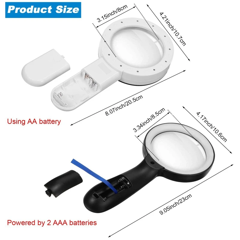 

Magnifying Glass with Light, 30X Handheld Magnifying Glass 10X Handheld Magnifying Glass Illuminated Lighted Magnifier