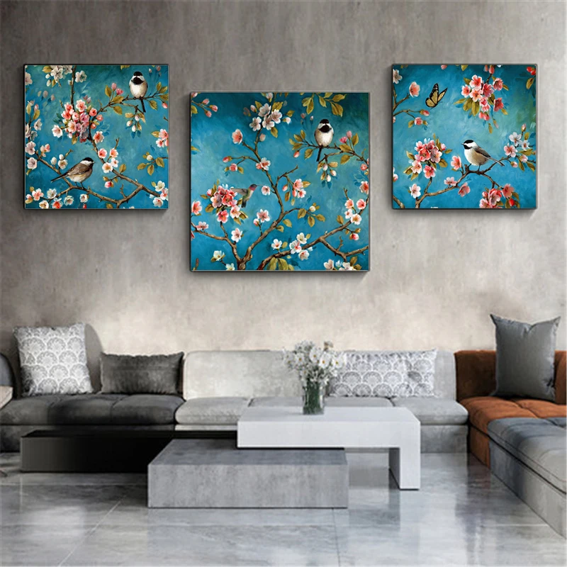 

Abstract Flowers Birds Tree Art Oil Paintings on Canvas Home Decor Modern Posters and Prints Pictures for Living Room Cuadros