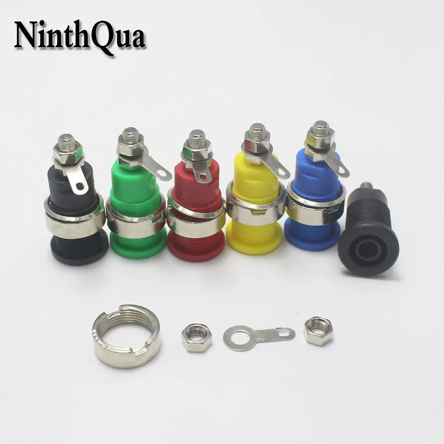 

100 шт. безопасная 4 мм панельная розетка Тип пайки CATIII 1 кв/32 А 4 мм Изолированная Шасси гнездо 4 мм Банановая розетка