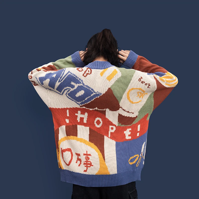 Веселые красивые женские вязаные свитера с мультяшной вышивкой зима 2020 плотный