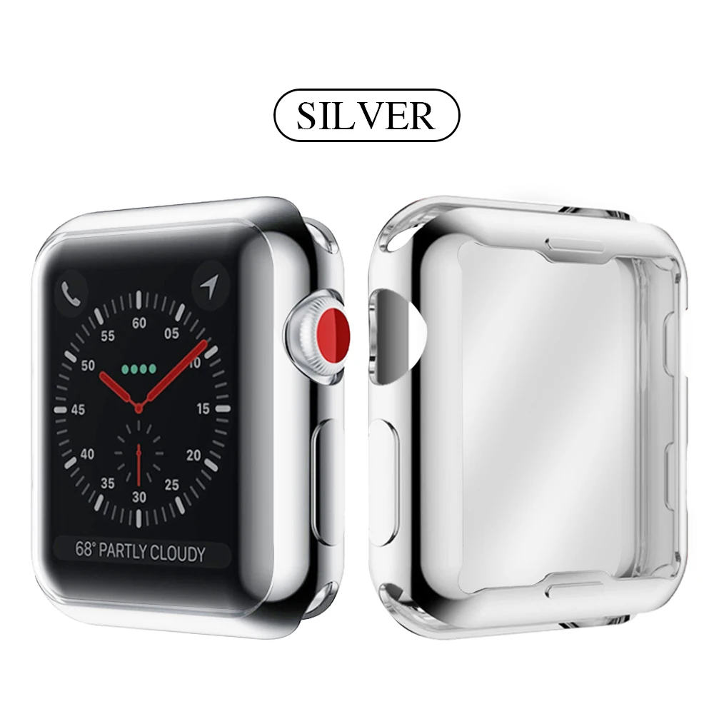 Тонкий чехол для часов Apple Watch, чехол 5, 4, 3, 2, 1, 42 мм, 38 мм, мягкий прозрачный ТПУ 360, Защита экрана для iWatch 4, 44, 40 мм, аксессуары