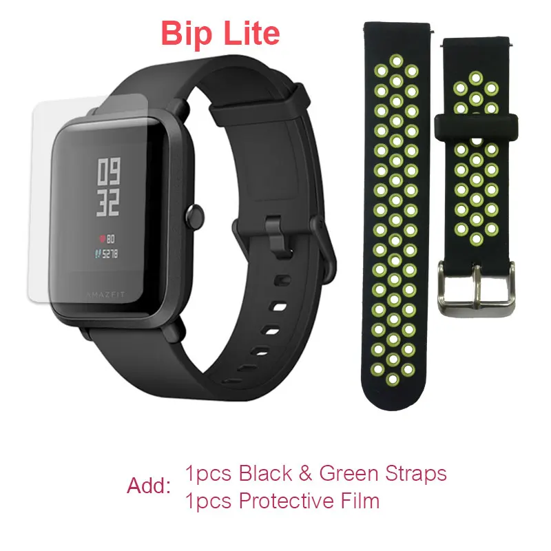 BlackGreen Film Глобальная версия Xiaomi Huami Amazfit Bip Lite Смарт-часы легкие умные часы с 45 дней в режиме ожидания gps - Цвет: BlackGreen Film