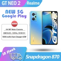 original realme gt neo 2 5g smartphone snapdragon 870 64mp main camera 5000mah 65w flash changer global rom nfc amoled 120hz
