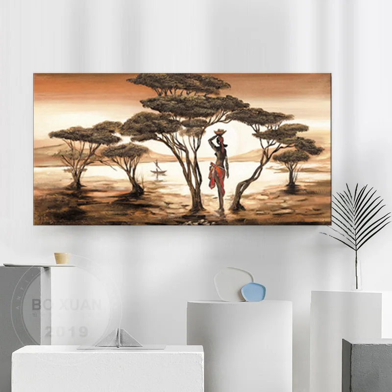 Украшение для гостиной в скандинавском стиле живопись с деревом Африканская