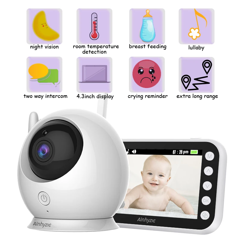 

Wireless 720P Color Smart Baby Monitor with Camera Surveillance Indoor Nanny Security Electronic Babyphone Cry Babies Feeding