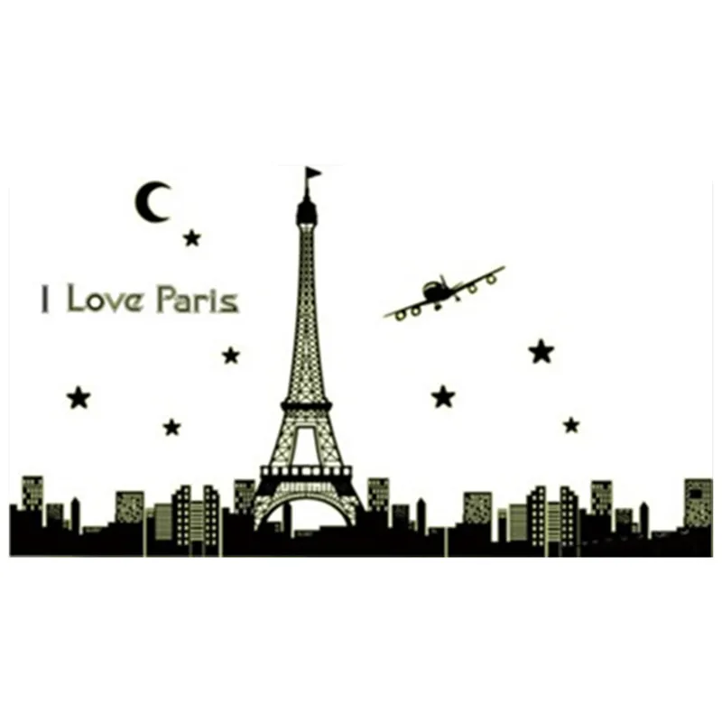 С надписью I Love Парижа ночного видения светящиеся наклейки дома декоративная