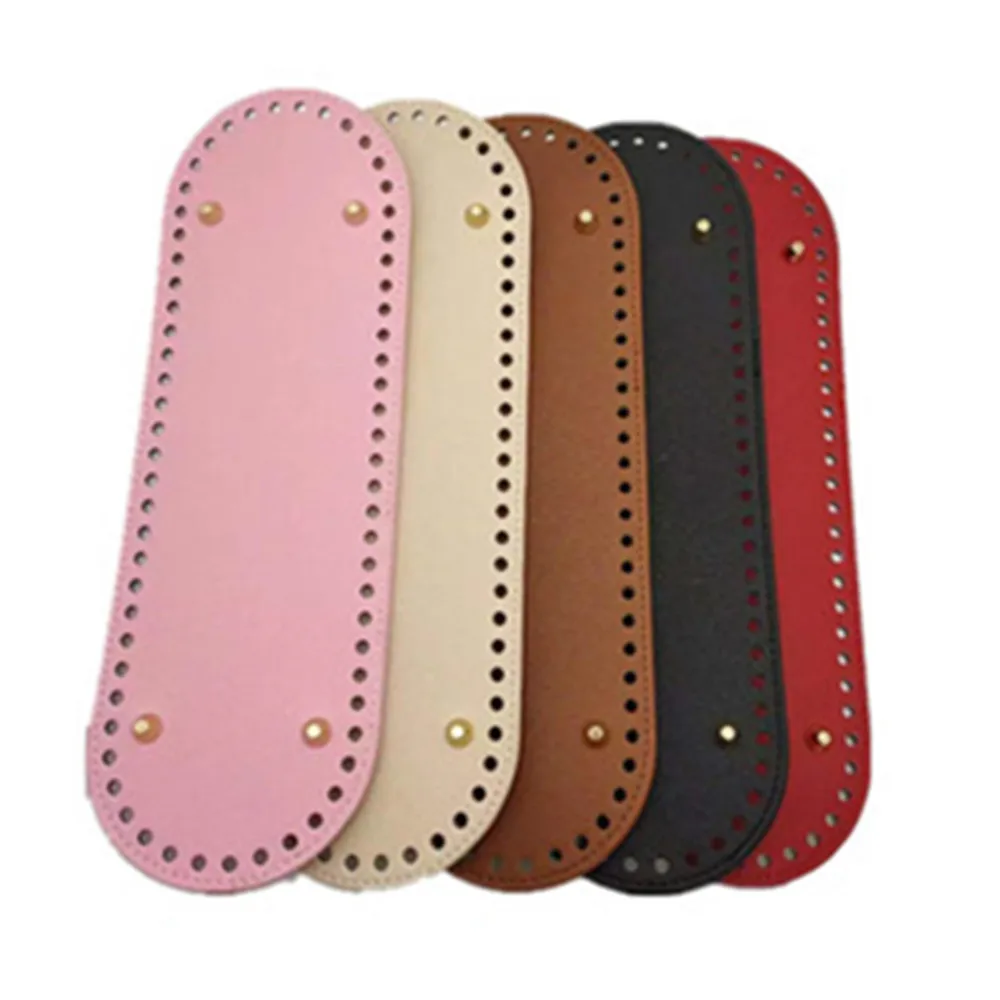Oval Long Bottom Leather For DIY Knitted Handbag Shoulder Bag Handmade Bottom With 38 Holes Crochet Bag Parts Accessorie 30*10cm