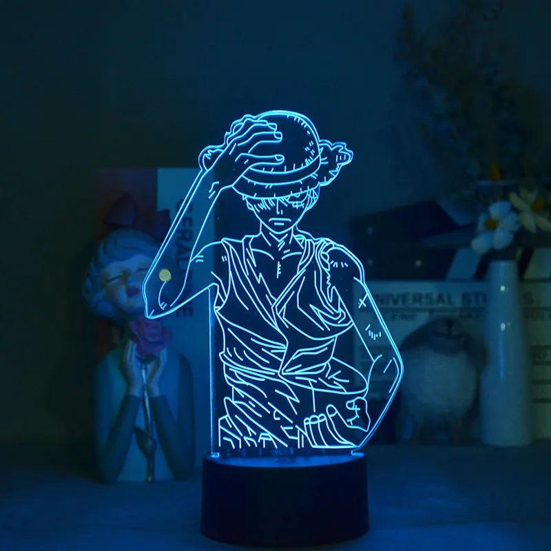 

3D Anime One Piece Led Night Light Teenager Bedroom 16 Colors Figure Monkey D Luffy Table Lamp Valentines Day Gift For Boyfriend