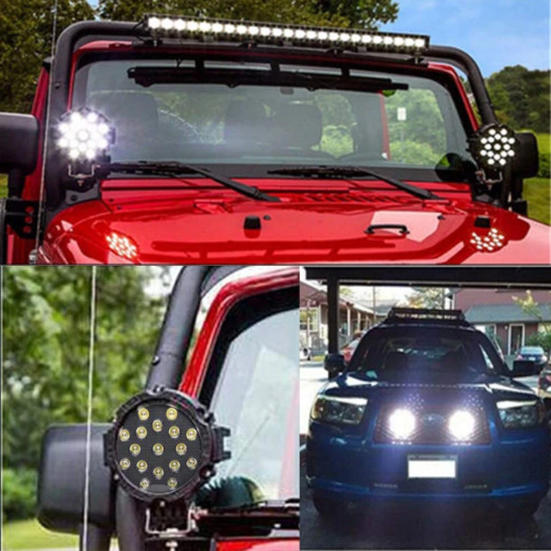 Niscarda 7 дюймов 12V 24V черный круглый 51 Вт точечная Светодиодная рабочая лампа дальнего света светильник бар для внедорожных рабочими электрическими схемами внедорожный 4x4 4WD Лодка внедорожник Грузовик Джип