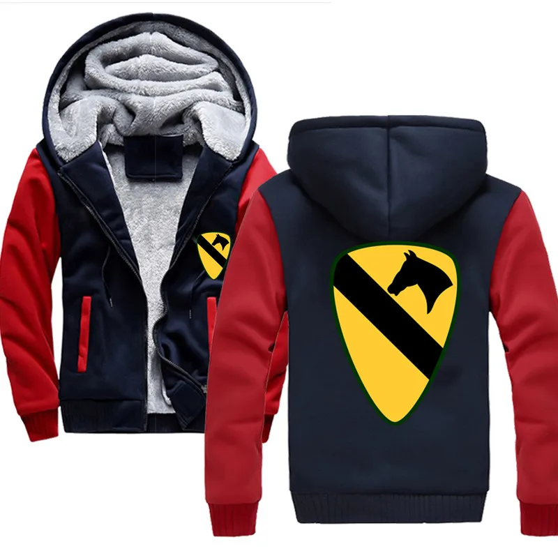 

1st Cavalry Division First Team (United States Army) Classic Hoodies Winter Men Fashion Liner Jacket Sweatshirts Men Coat
