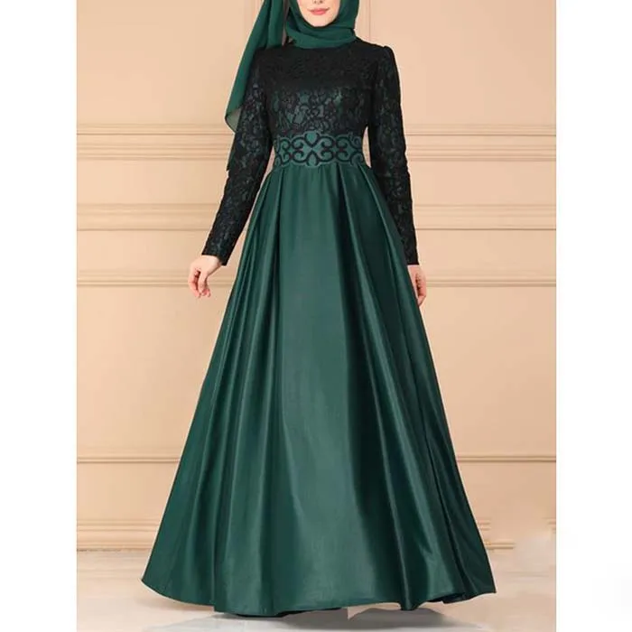 Blackish green Индонезийский Восточный халат из марокена Кафтан Дубай Абая для женщин Бангладеш хиджаб вечернее арабское платье ислам джеллаба Исламская одежда - Цвет: Blackish green