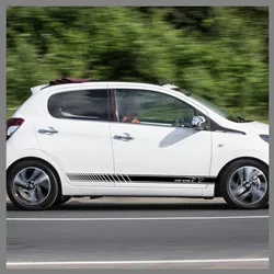 Для PEUGEOT 107 108 гоночные полосы Автомобиль Стайлинг мотор спортивные решетки графика виниловые наклейки авто дверь боковая юбка наклейки