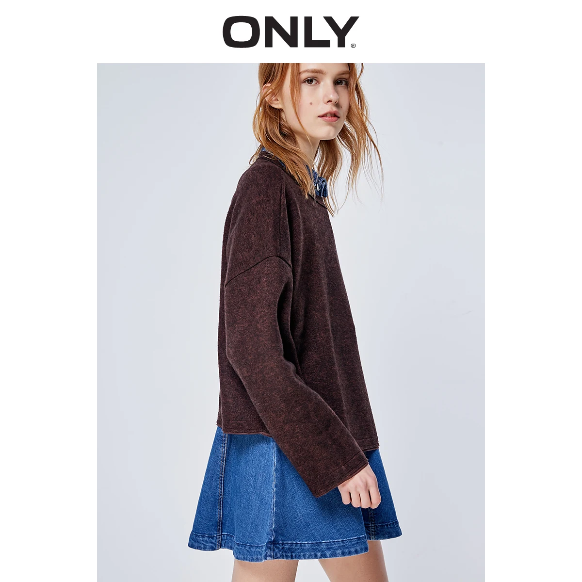 ONLY Women's Loose Fit Spliced Fabric Drop-shoulder Long-sleeved Pullover Sweater| 11919S581 | Женская одежда