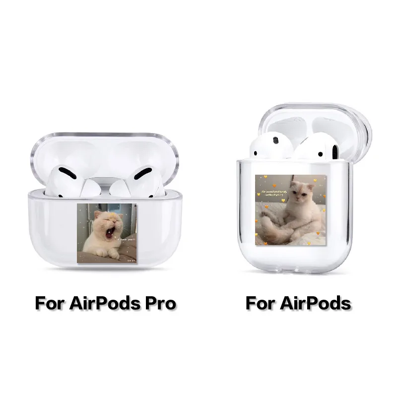 

Cute Kitty Puppy Love Hearts Earphone Case For Apple iPhone Charging Box For AirPods Pro Hard Clear Cover Protective Accessories