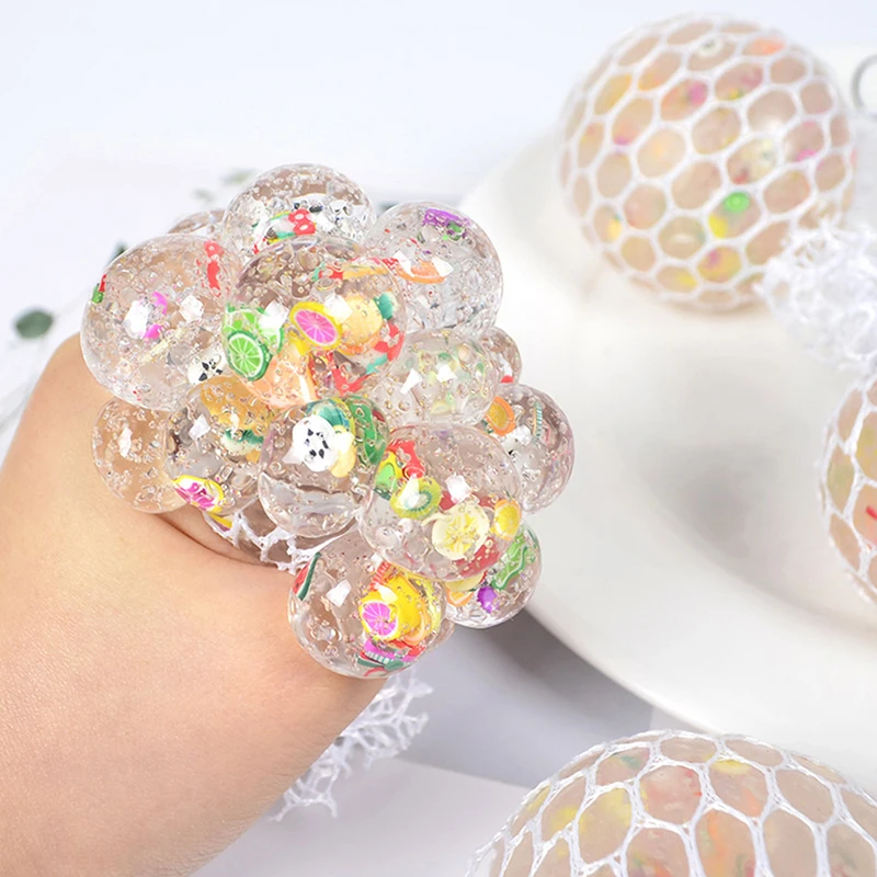 

6cm Anti-Stress Squishy Ball Funny Fruit Slice Grape Squeeze Mood Autism Kids Adult Play Vent Toys For Gift Wholesale