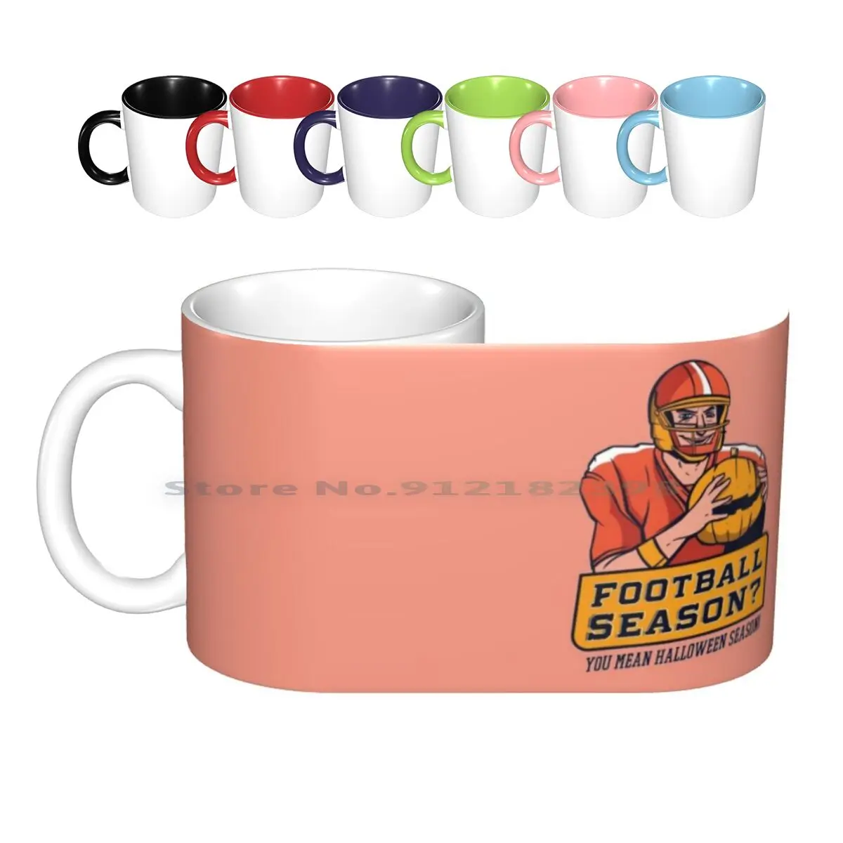 

Halloween Football Ceramic Mugs Coffee Cups Milk Tea Mug American Football Halloween Quote Sport Football Sports College