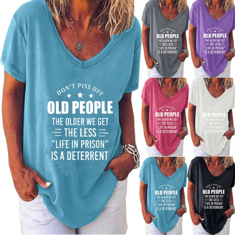 

Loose t Shirt Women's Fashion Tops Letters Print V Neck Short Sleeve Top Casual T Shirt Female Tops