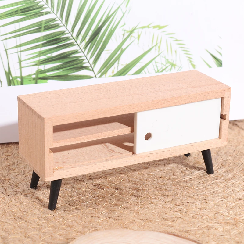 

1PC 1:12 Dollhouse TV Simulation TV Cabinet Miniature Furniture Living Room Decoration