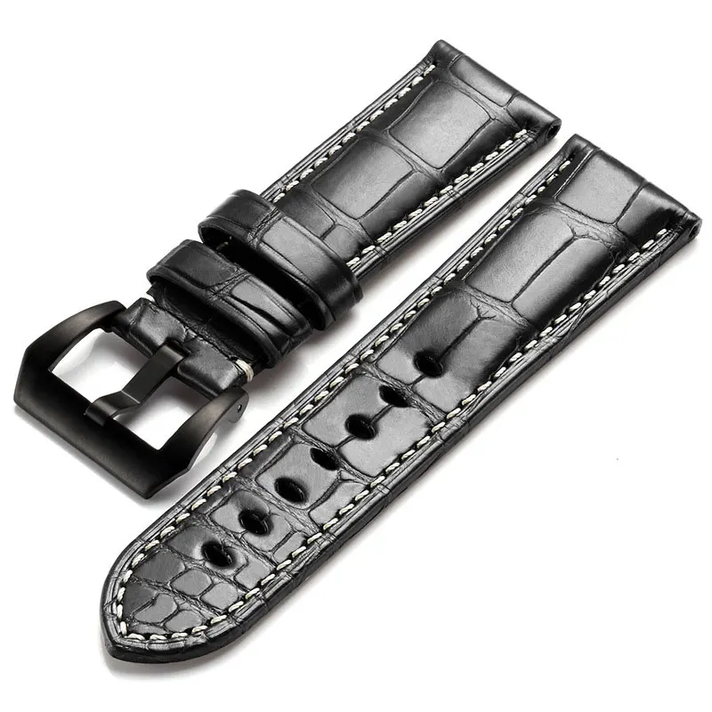 

FUYIJIA New 24MM 26MM Alligator Watchbands Men Women Custom Top Strap Steel Pin Buckle Belt Waterproof Crocodile Skin Watch Band