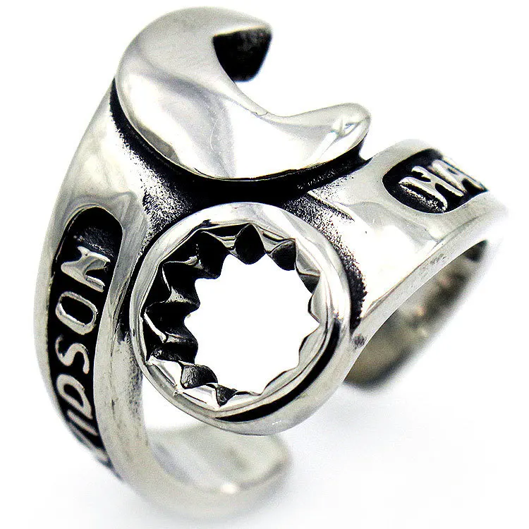 

AsJerlys Fashion Titanium Steel Men Ring Wrench Tools Shape Retro Biker Punk Men's Open Rings Dropshipping