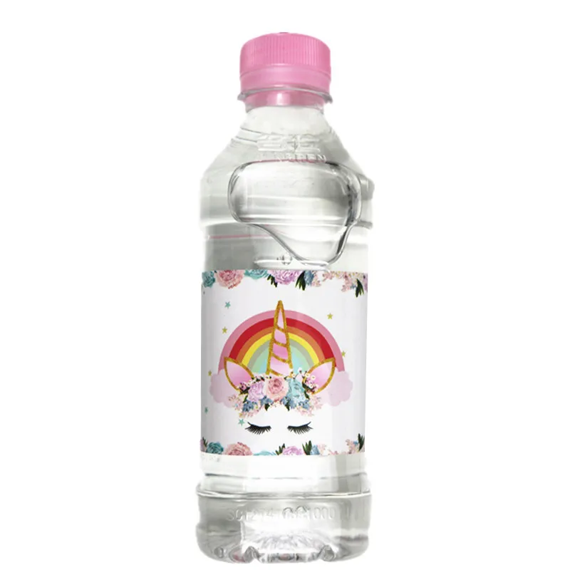 Близнецы вечерние 12 шт. DIY Единорог бутылки воды наклейки декор для вечеринки в