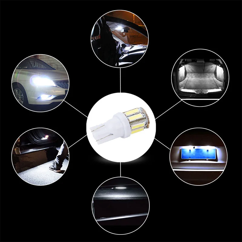 RXZ 10 шт. W5W светодиодный T10 7020 SMD для парковочные фары автомобиля Габаритные лампы