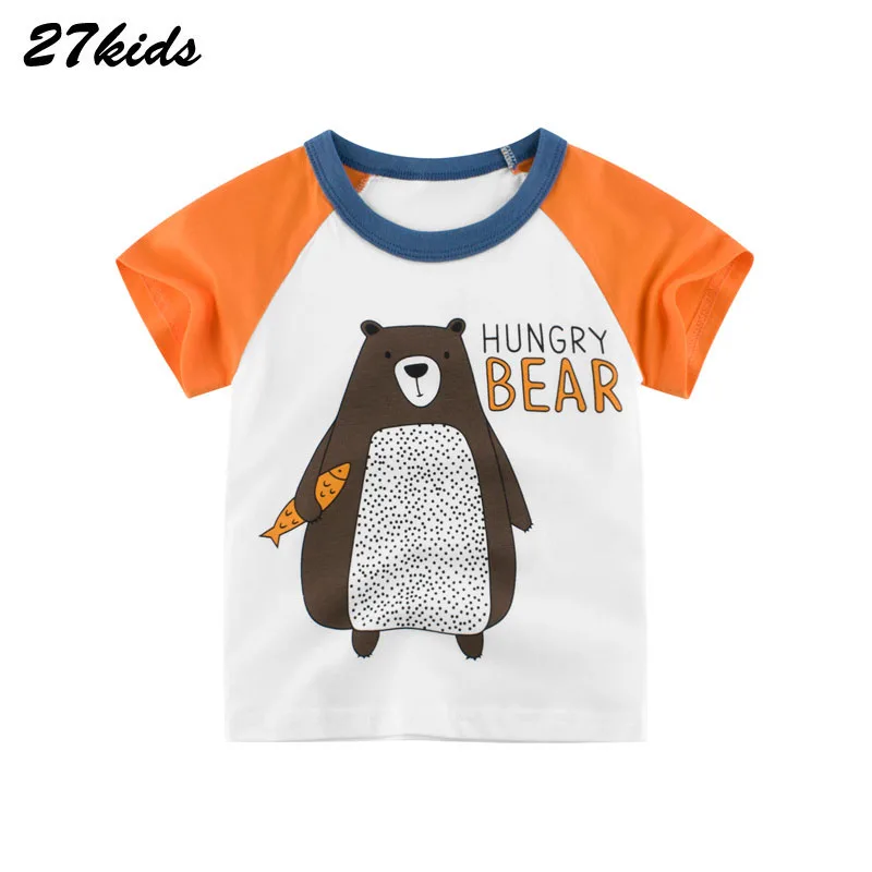 Детская летняя хлопковая футболка с коротким рукавом изображением