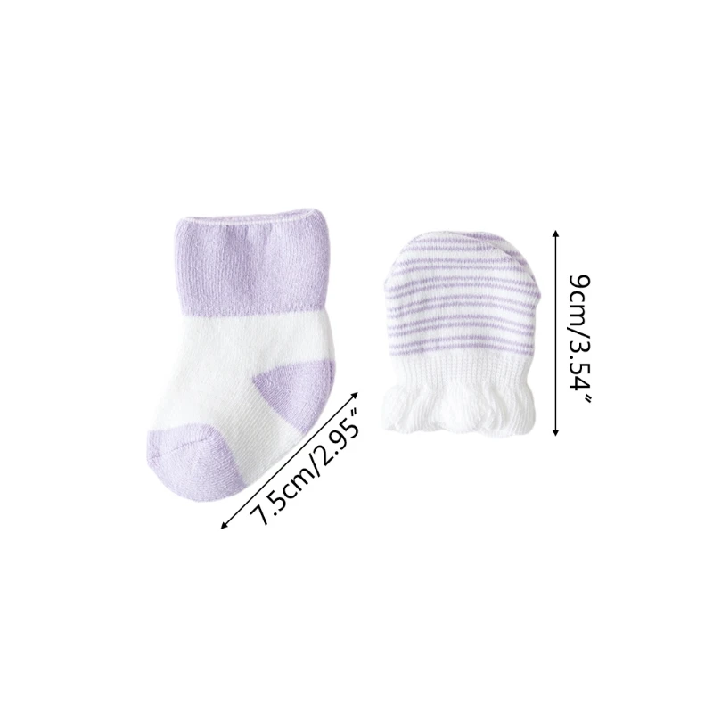 

4 Pairs/Set Baby Newborn Socks Gloves Anti-scratch Breathable Mittens Stocking